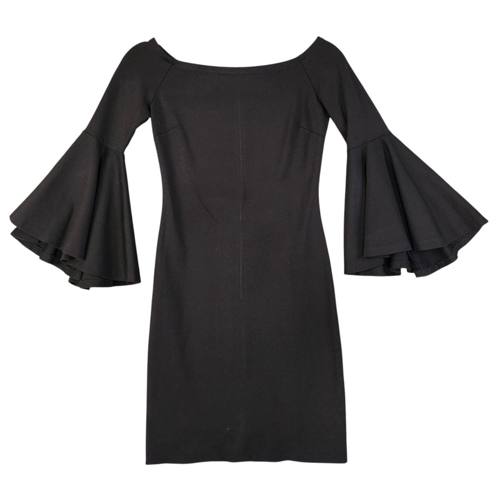 Necessary Objects Womens Y2K Bell Sleeve Off Shoulder Mini Dress Size XS Black
